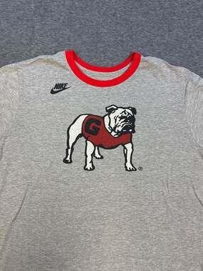 Nike Georgia Bulldogs Uga Mascot Heather Gray Ringer T-Shirt XL